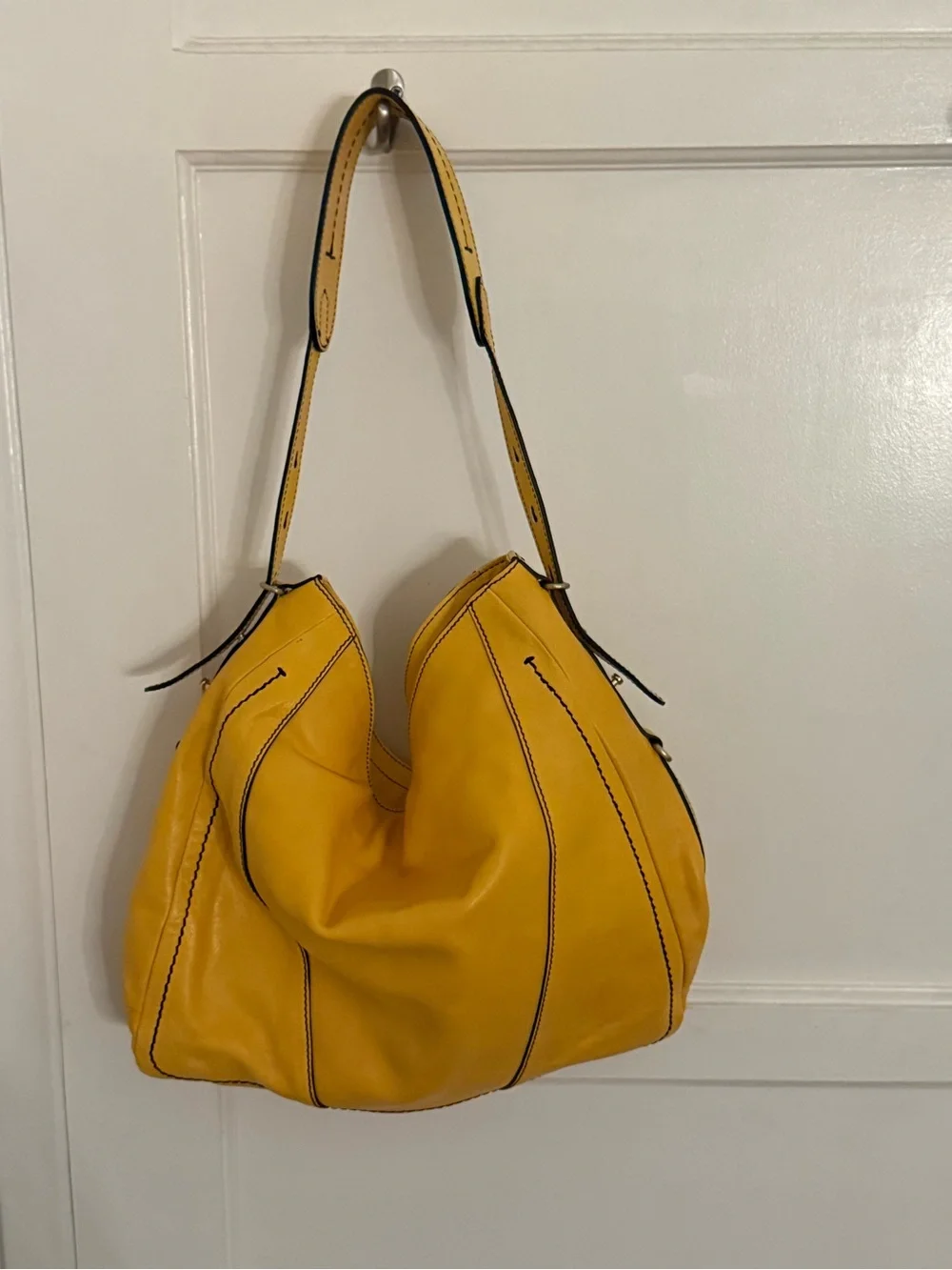 Designer Yellow Leather Shoulder Bag